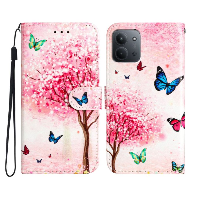 Lærdeksel Folio Deksel Poco C85 Mobildeksel Kirsebærblomst