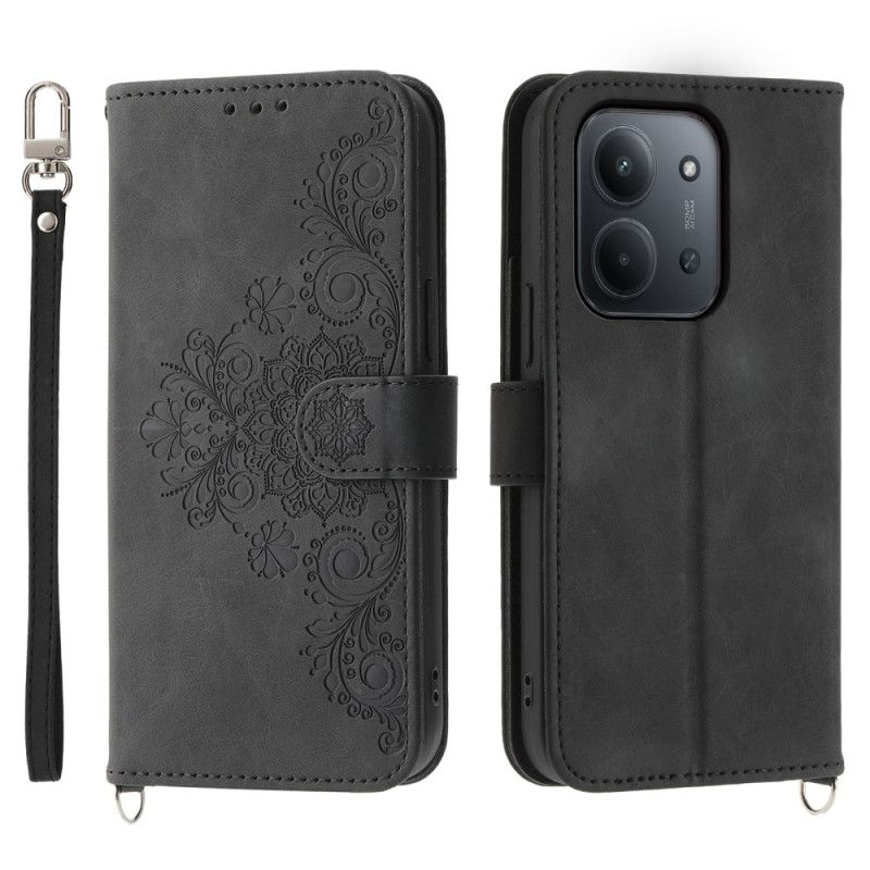 Lærdeksel Folio Deksel Poco C85 Mobildeksel Semsket Blondereffekt