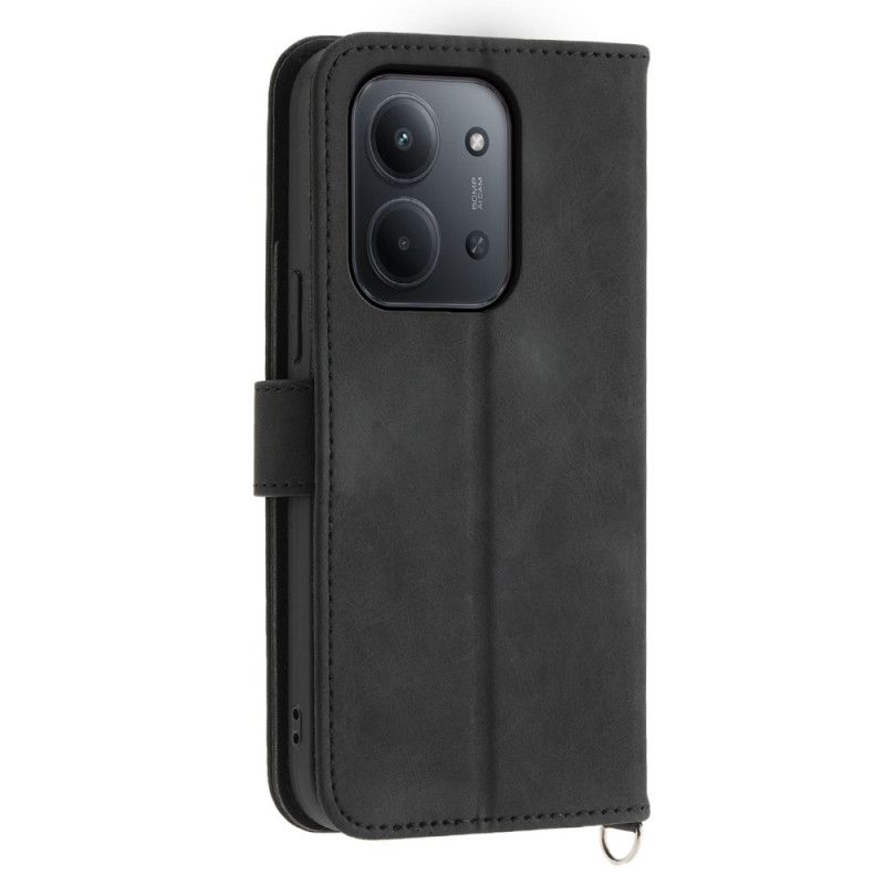 Lærdeksel Folio Deksel Poco C85 Mobildeksel Semsket Blondereffekt