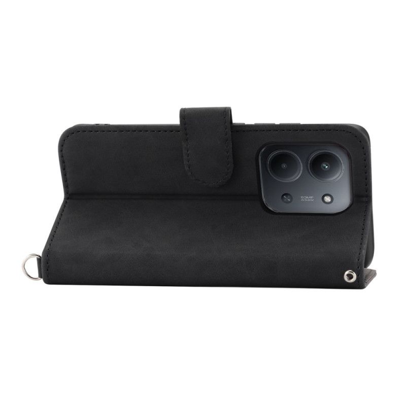 Lærdeksel Folio Deksel Poco C85 Mobildeksel Semsket Blondereffekt