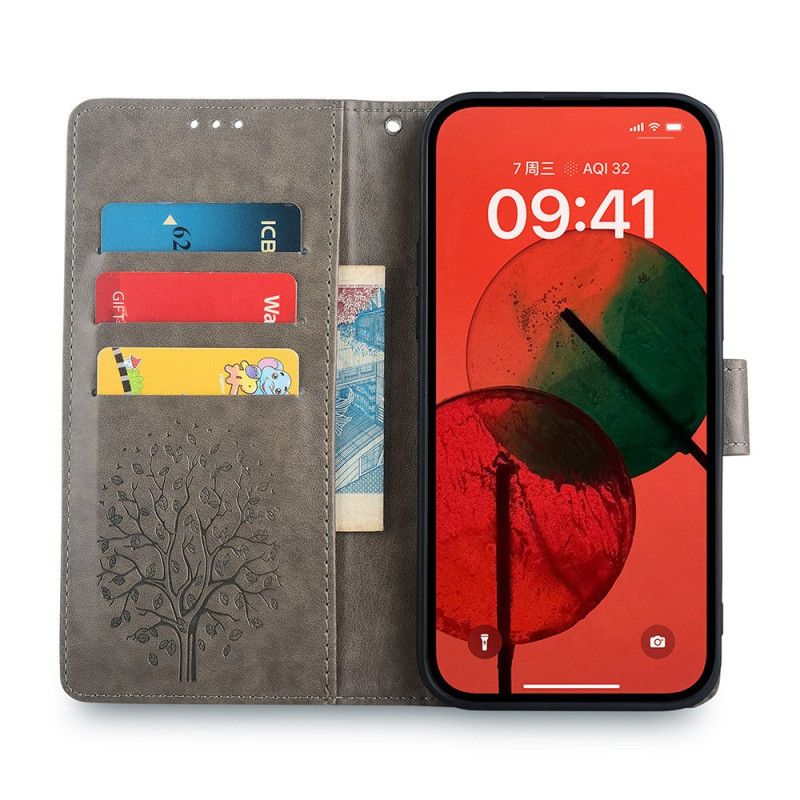 Folio Deksel Honor Magic 6 Pro Hjort- Og Tremønster Beskyttelse Deksel