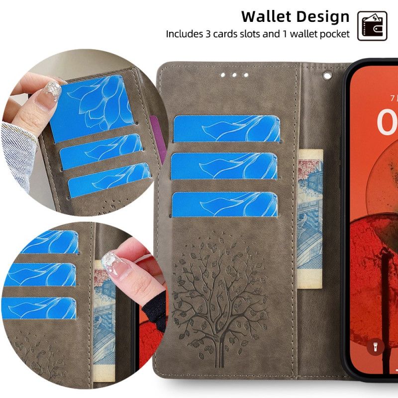 Folio Deksel Honor Magic 6 Pro Hjort- Og Tremønster Beskyttelse Deksel