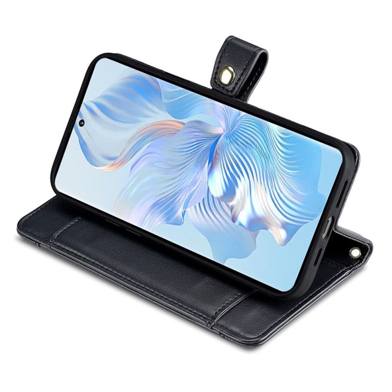Lærdeksel Folio Deksel Honor Magic 6 Pro Mobildeksel Lommebok Med Reim Og Skulderreim