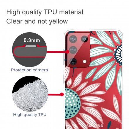 Deksel Til Samsung Galaxy S21 Ultra 5G En Gjennomsiktig Blomst
