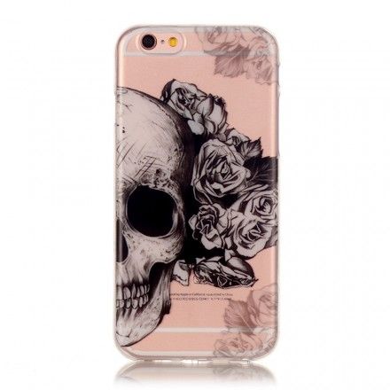 Deksel Til iPhone 6 / 6S Transparent Blomsterhodeskalle