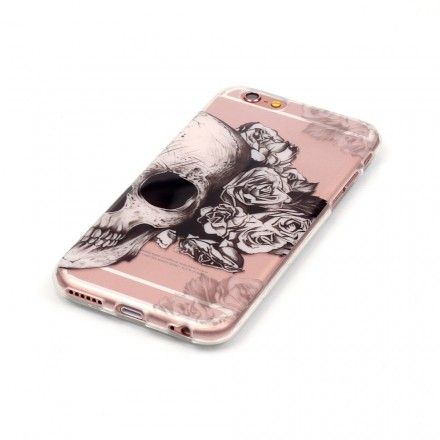 Deksel Til iPhone 6 / 6S Transparent Blomsterhodeskalle