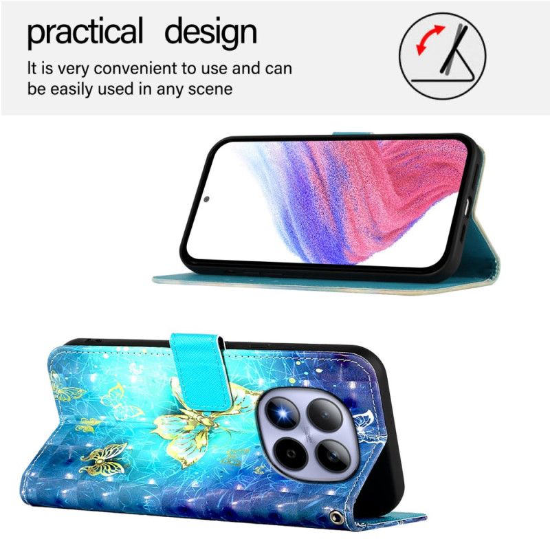 Folio Deksel Til Xiaomi Redmi Note 15 Pro 5g Gullsommerfugler