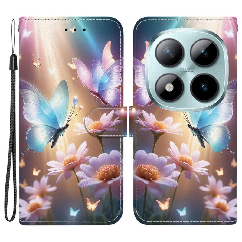Folio Deksel Xiaomi Redmi Note 15 Pro 5g Blomstersommerfugl