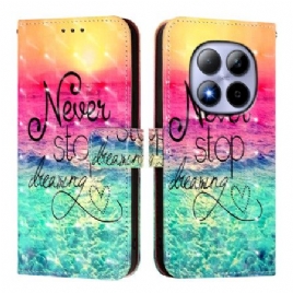 Folio Deksel Xiaomi Redmi Note 15 Pro 5g Slutt Aldri Å Drømme