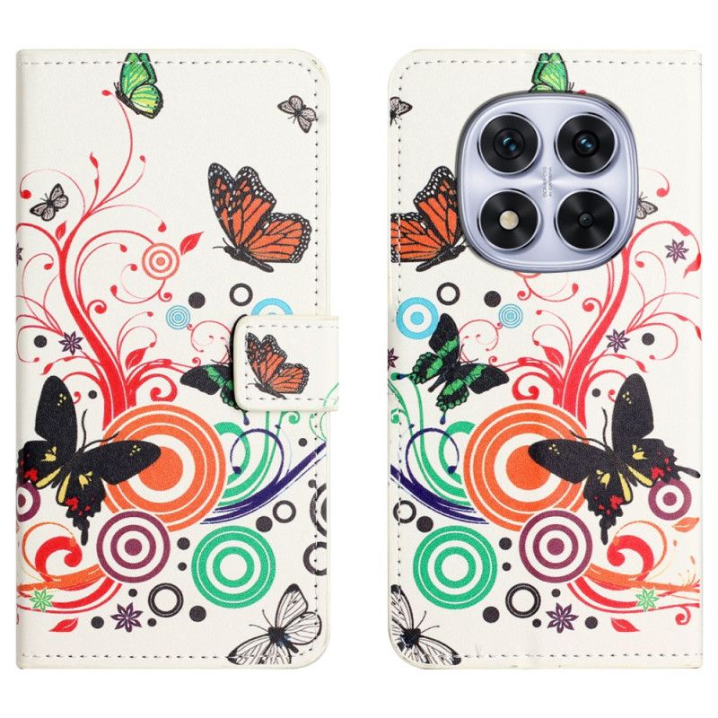 Folio Deksel Xiaomi Redmi Note 15 Pro 5g Sommerfugler På Hvit Bakgrunn Beskyttelse Deksel