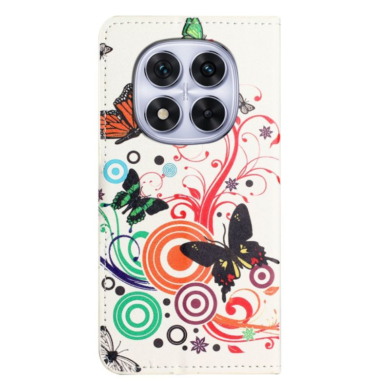 Folio Deksel Xiaomi Redmi Note 15 Pro 5g Sommerfugler På Hvit Bakgrunn Beskyttelse Deksel