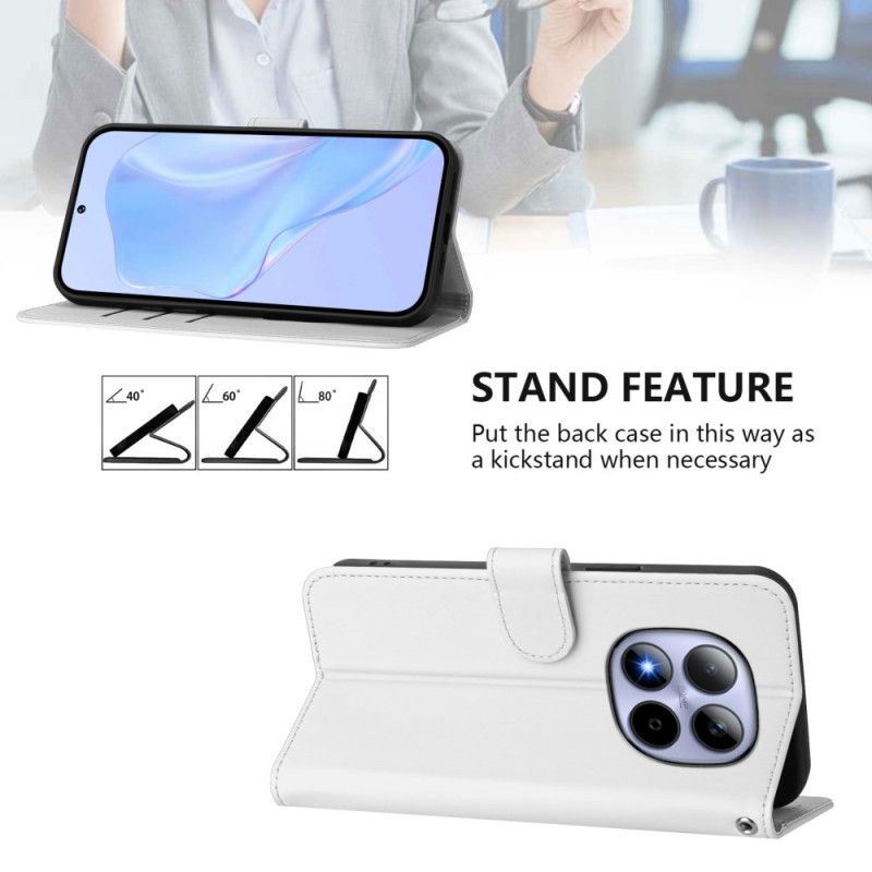 Lærdeksel Folio Deksel Xiaomi Redmi Note 15 Pro 5g Mobildeksel Ensfarget Kunstlær