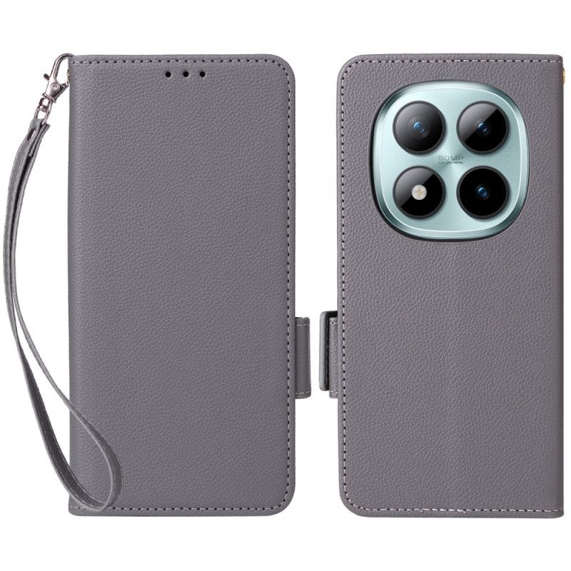 Lærdeksel Folio Deksel Xiaomi Redmi Note 15 Pro 5g Mobildeksel Fuskeskinn Med Stropp