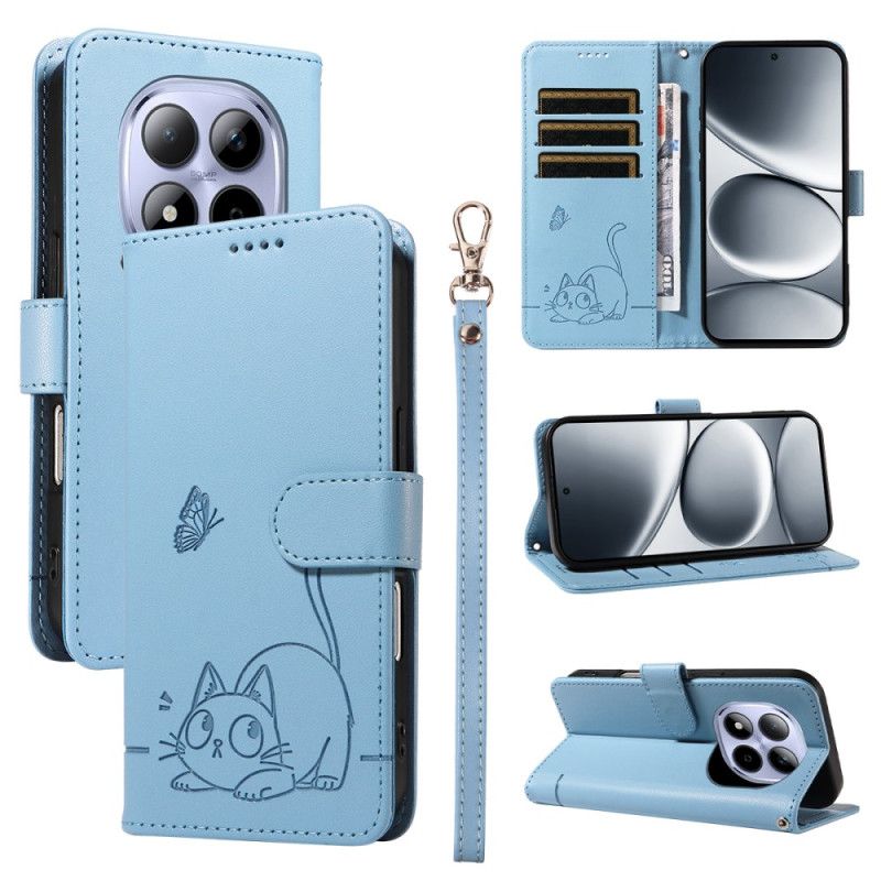 Lærdeksel Folio Deksel Xiaomi Redmi Note 15 Pro 5g Mobildeksel Kattegrafikk