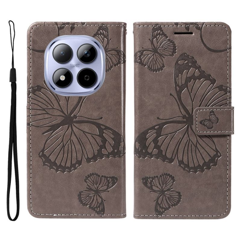 Lærdeksel Folio Deksel Xiaomi Redmi Note 15 Pro 5g Mobildeksel Kjempesommerfugler