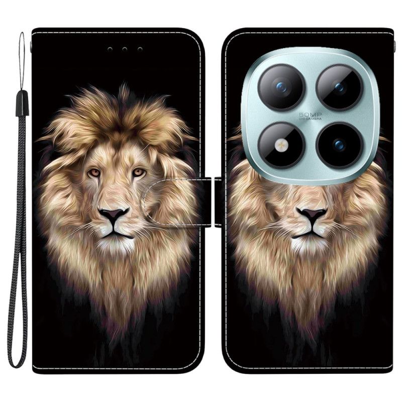 Lærdeksel Folio Deksel Xiaomi Redmi Note 15 Pro 5g Mobildeksel Løvehode