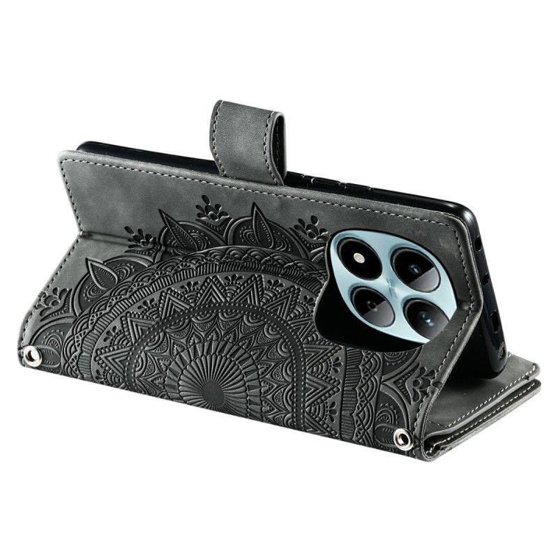 Lærdeksel Folio Deksel Xiaomi Redmi Note 15 Pro 5g Mobildeksel Mandala Blomsterlommebok Med Semsket Skinneffekt