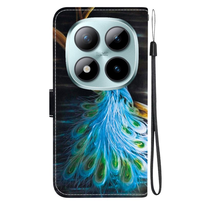 Lærdeksel Folio Deksel Xiaomi Redmi Note 15 Pro 5g Mobildeksel Påfuglmønster