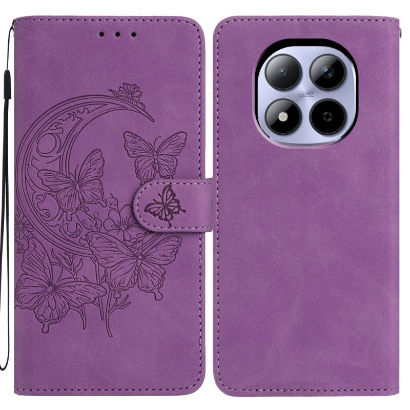 Lærdeksel Folio Deksel Xiaomi Redmi Note 15 Pro 5g Mobildeksel Sommerfugl- Og Blomstermønster