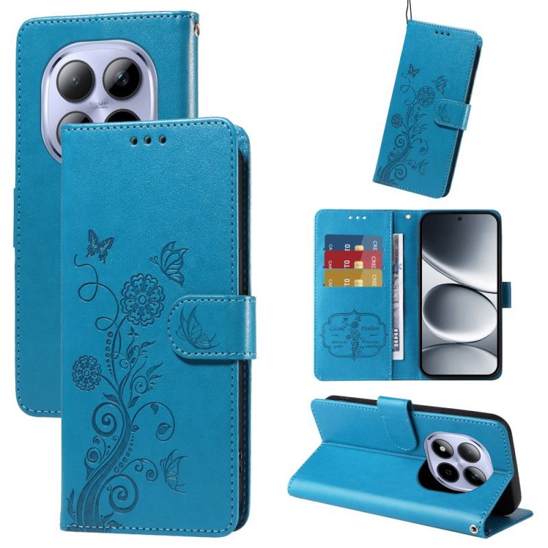 Lærdeksel Folio Deksel Xiaomi Redmi Note 15 Pro 5g Mobildeksel Sommerfugler Og Blomster