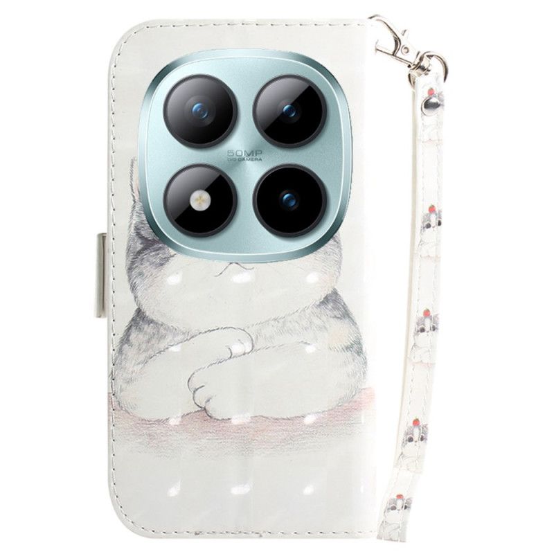 Lærdeksel Folio Deksel Xiaomi Redmi Note 15 Pro 5g Mobildeksel Søt Katt Med Stropper