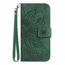 Lærdeksel Folio Deksel Xiaomi Redmi Note 15 Pro 5g Solsikketrykk Med Stropp