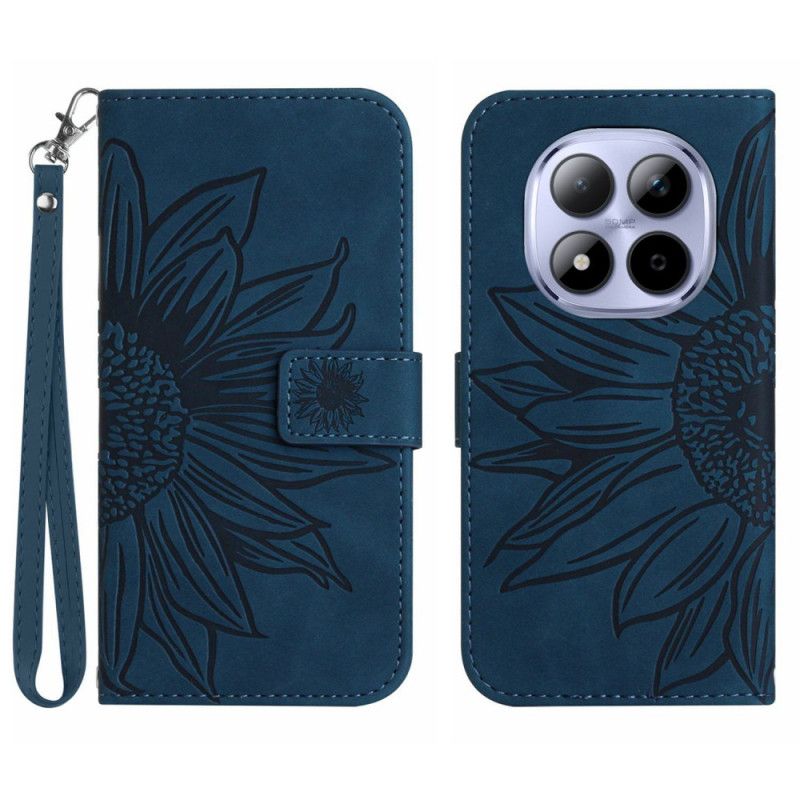 Lærdeksel Folio Deksel Xiaomi Redmi Note 15 Pro 5g Solsikketrykk Med Stropp