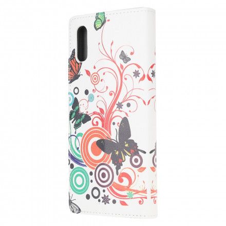 Folio Deksel Til Samsung Galaxy XCover 5 Sommerfugler Og Blomster