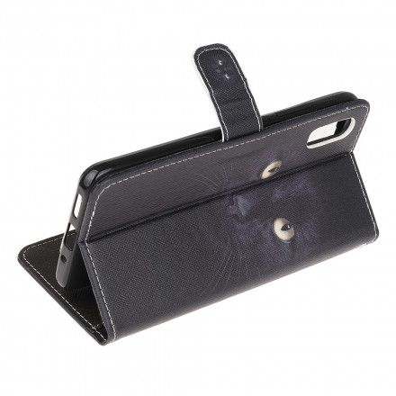 Lærdeksel Til Samsung Galaxy XCover 5 Med Kjede Thong Black Cat Eyes