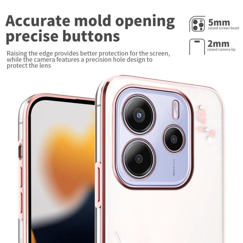 Deksel Xiaomi Redmi Note 14 4g Rhinsten Og Blomster Beskyttelse Deksel