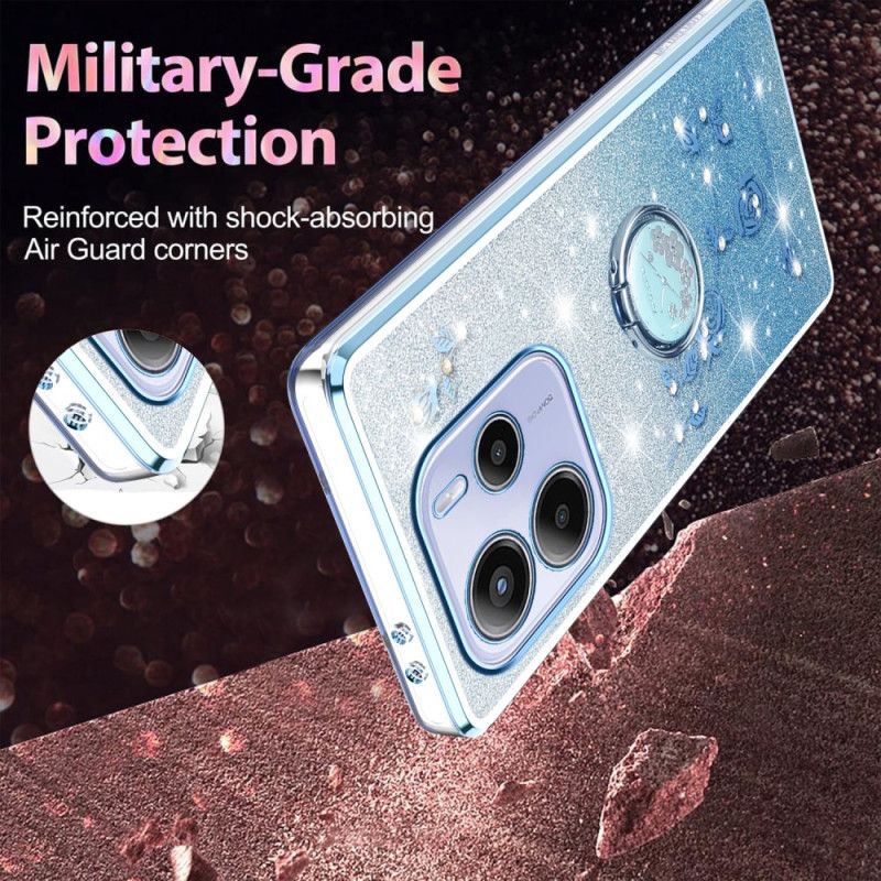 Deksel Xiaomi Redmi Note 14 4g Rhinsten- Og Blomsterringholder