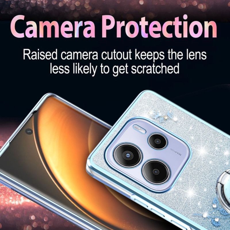 Deksel Xiaomi Redmi Note 14 4g Rhinsten- Og Blomsterringholder