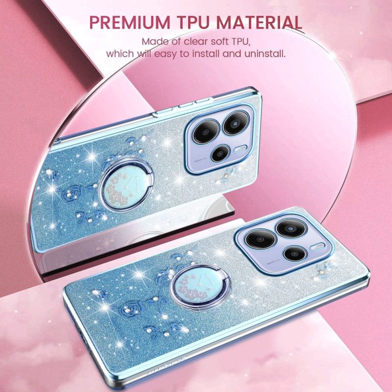 Deksel Xiaomi Redmi Note 14 4g Rhinsten- Og Blomsterringholder