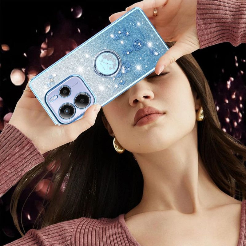 Deksel Xiaomi Redmi Note 14 4g Rhinsten- Og Blomsterringholder