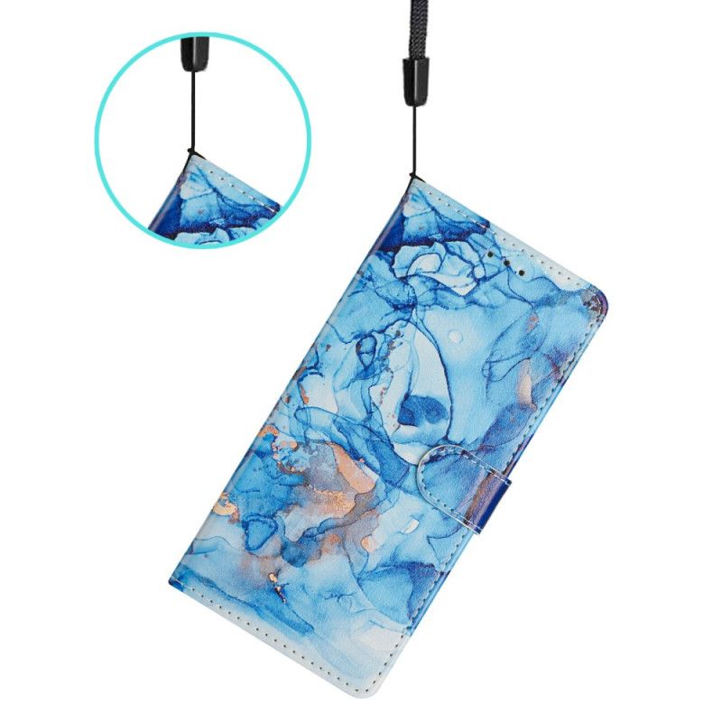 Folio Deksel Til Xiaomi Redmi Note 14 4g Blå Marmor