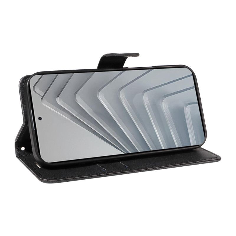 Folio Deksel Til Xiaomi Redmi Note 14 4g Ensfarget Imitert Skinn Med Stropp