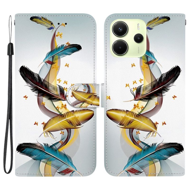Folio Deksel Til Xiaomi Redmi Note 14 4g Fargerike Fjær
