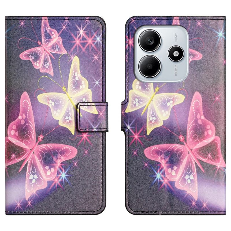 Folio Deksel Til Xiaomi Redmi Note 14 4g Glødende Sommerfugler