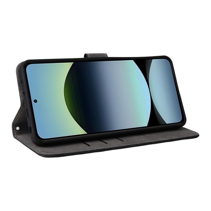 Folio Deksel Til Xiaomi Redmi Note 14 4g Rfid-beskyttelse Semsket Skinneffekt Med Stropp