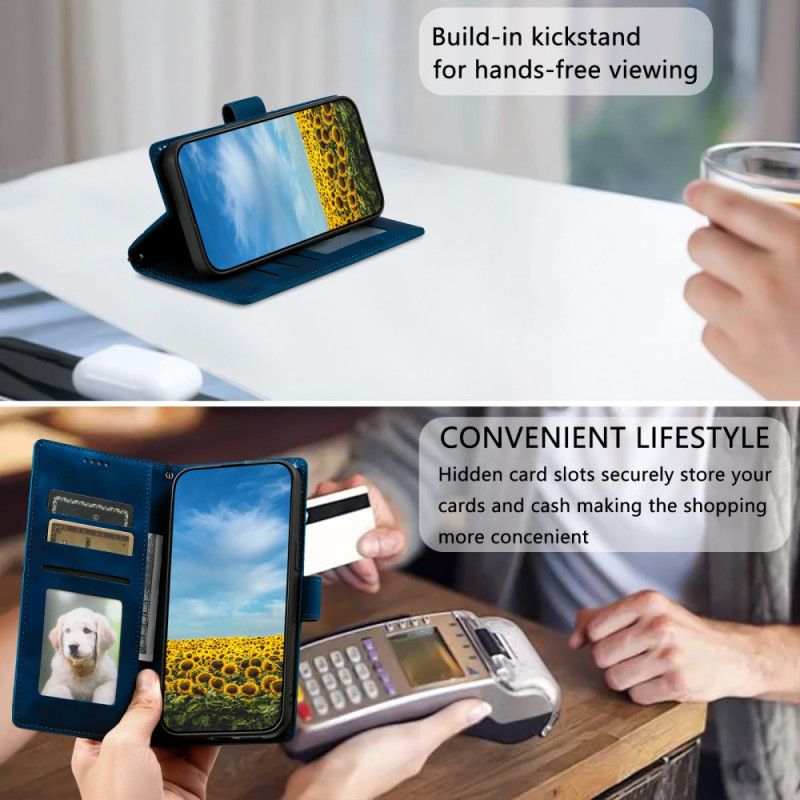 Folio Deksel Til Xiaomi Redmi Note 14 4g Semsket Skinneffekt Med Stropp