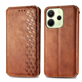 Folio Deksel Til Xiaomi Redmi Note 14 4g Vintage Skinneffekt Med Diamantmønster