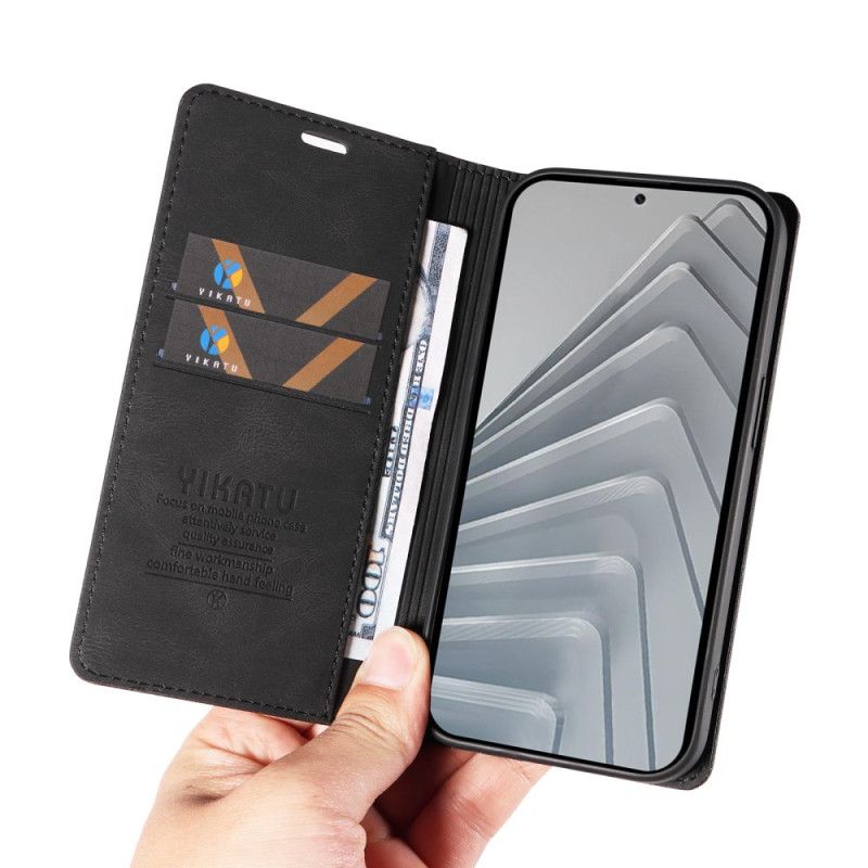 Folio Deksel Til Xiaomi Redmi Note 14 4g Ykatu Brun Semsket Skinneffekt