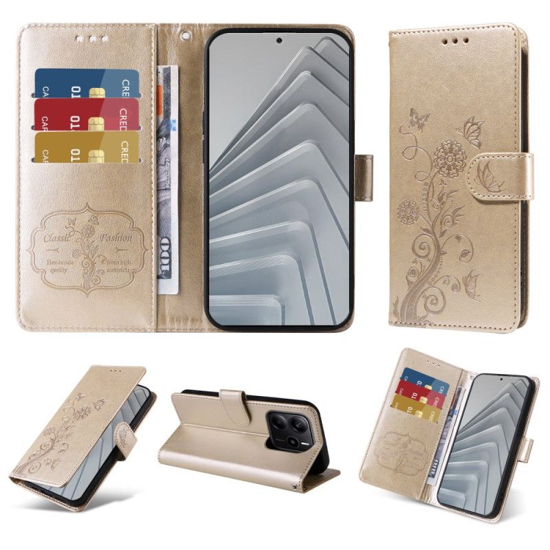 Folio Deksel Xiaomi Redmi Note 14 4g Blomster Beskyttelse Deksel