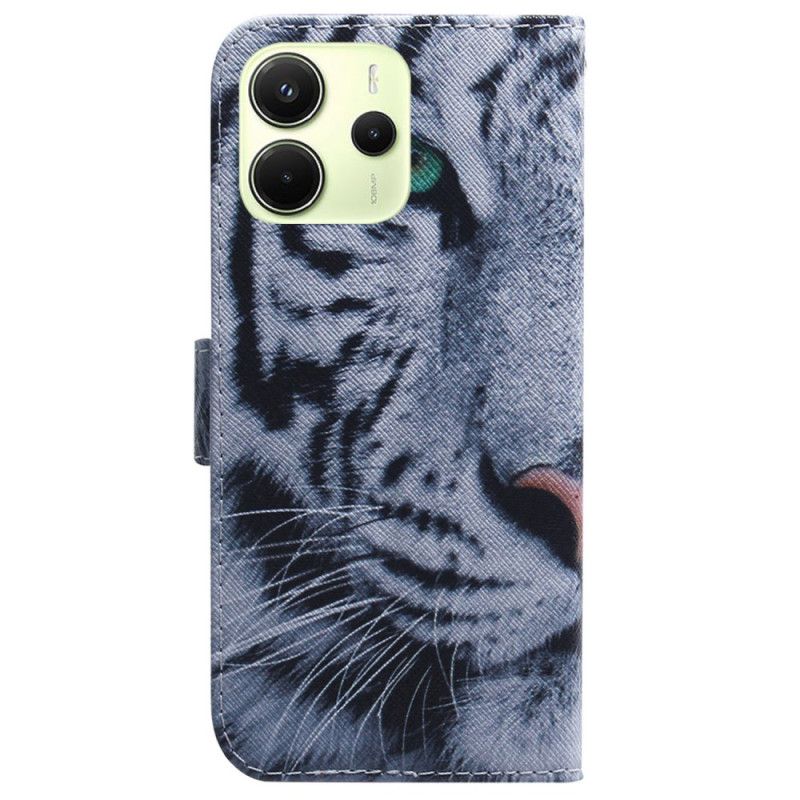Folio Deksel Xiaomi Redmi Note 14 4g Hvit Tiger Beskyttelse Deksel