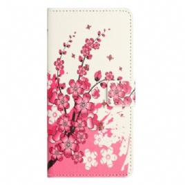 Folio Deksel Xiaomi Redmi Note 14 4g Plommeblomster Beskyttelse Deksel