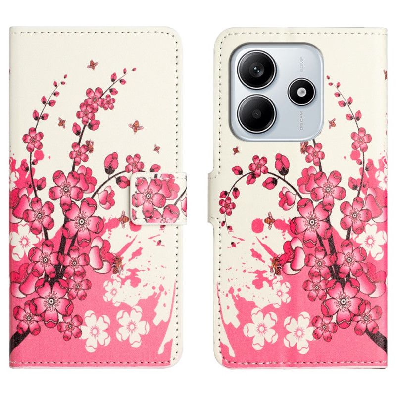 Folio Deksel Xiaomi Redmi Note 14 4g Plommeblomster Beskyttelse Deksel