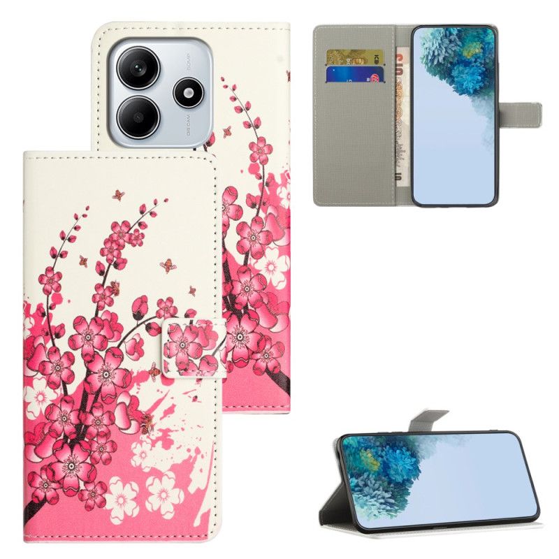 Folio Deksel Xiaomi Redmi Note 14 4g Plommeblomster Beskyttelse Deksel