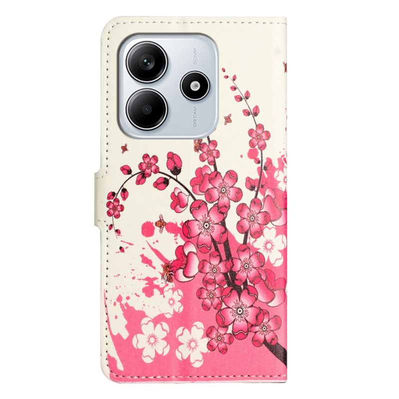 Folio Deksel Xiaomi Redmi Note 14 4g Plommeblomster Beskyttelse Deksel