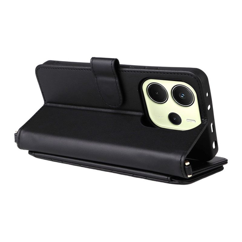 Folio Deksel Xiaomi Redmi Note 14 4g Premium Lommebok Med Stropp Og Skulderstropp