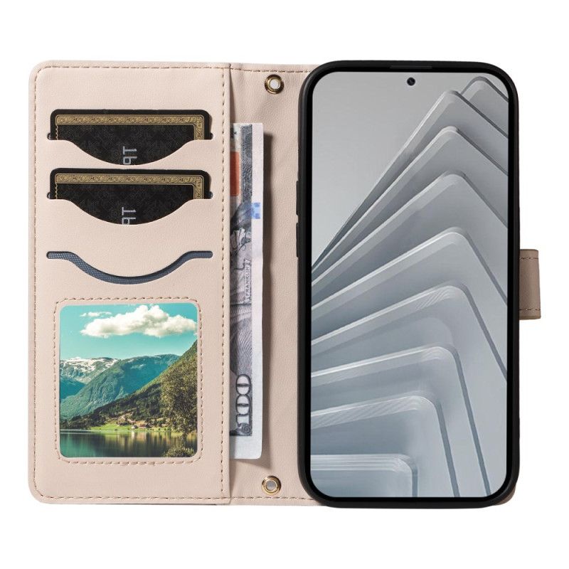 Folio Deksel Xiaomi Redmi Note 14 4g Vattert Med Stropp Og Skulderstropp Beskyttelse Deksel